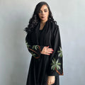 Open Abaya Dubai Embroidered Long Sleeves Solid Color Plus Size Cardigan Robe Women Modest Abaya Muslim Dress for Ladies