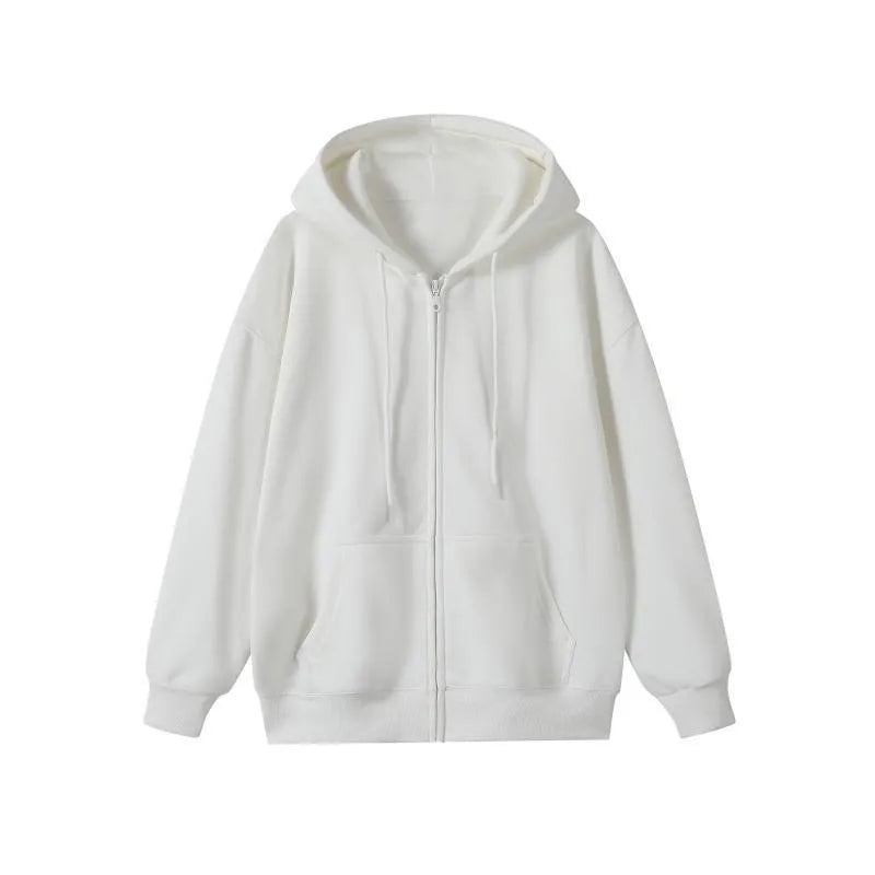 Bangladesh CN Factory Price Custom Logo Embroidery 450G Heavyweight Cotton Blend Crew Neck Oversized Solid Color zip up hoodie MegaBDM