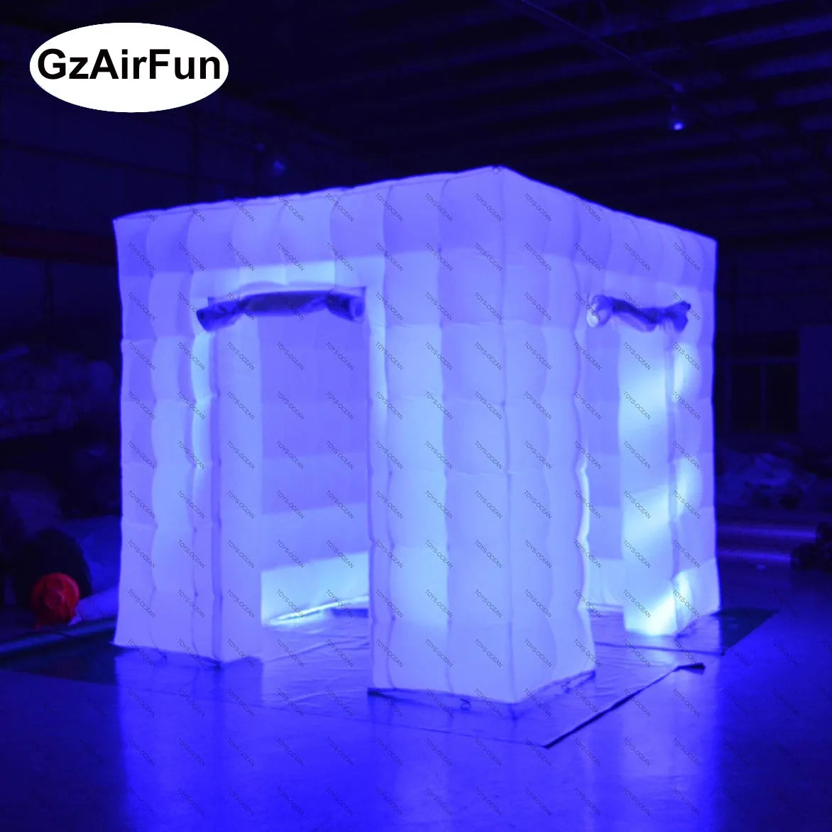 GZAIRFUN W-592A 8ft Inflatable Cube Light Party Dome Tent Photo Booth with 16 Color LED 3-Year Warranty
