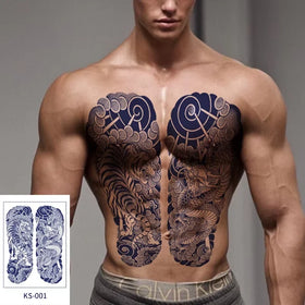 Japanese Cardigan Herbal Flower Temporary Tattoo Stickers Waterproof Eco-Friendly Paper Body Men Women's Full Back Arm Art 2