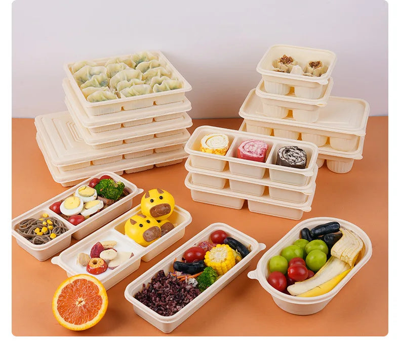 Custom Eco Friendly Biodegradable Corn Starch Microwavable Reusable Recyclable Disposable Classic Casual Minimalist Japanese Box
