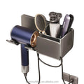 Modern Polished Bathroom Wall-Mounted Hairdryer Holder with Dual-Tier Shelf Rack Multi-functional Save Space