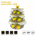 Senny 3Pcs Enamel Mini Pot Set 12 14 16cm Lemon Motif Gold Rim Nesting Casserole Set Wholesale Factory for Kitchen MegaBDM