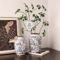 Chinese Style Crackle Glaze Blue and White Ceramic Vase Decorative Home Flower Vase