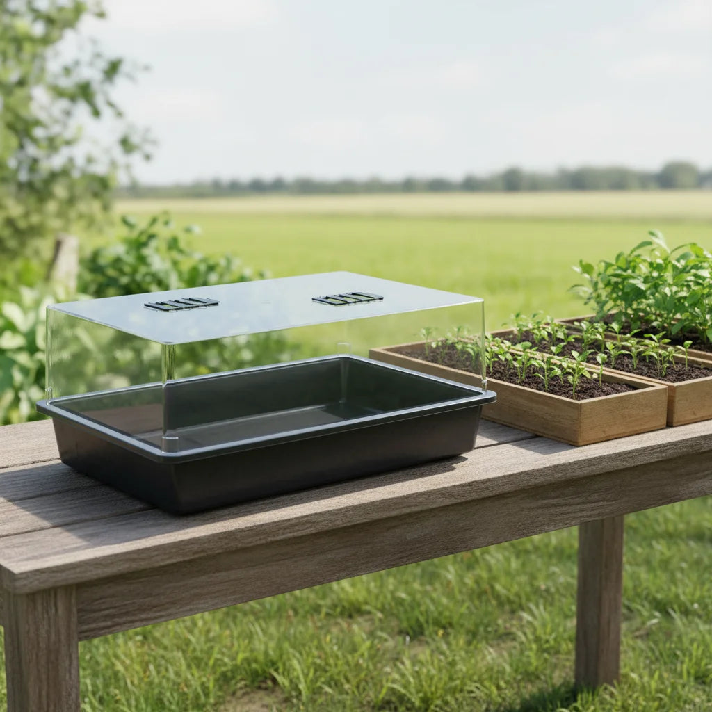 Garden Seed Propagator Set Plastic Seed Starter Tray with Dome and Base Waterproof & Portable 58.5X38.2X23cm MegaBDM
