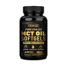 OEM/ODM MCT Oil Capsules 60 Softgels 3000mg Keto Pills Unrefined Coconut for Brain Fuel Energy