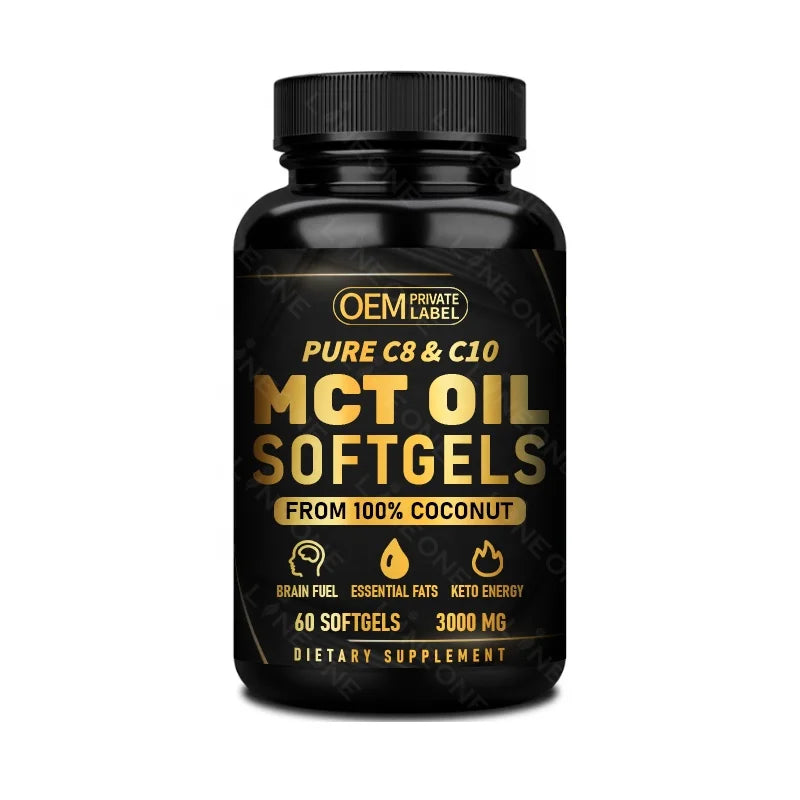 OEM/ODM MCT Oil Capsules 60 Softgels 3000mg Keto Pills Unrefined Coconut for Brain Fuel Energy MegaBDM