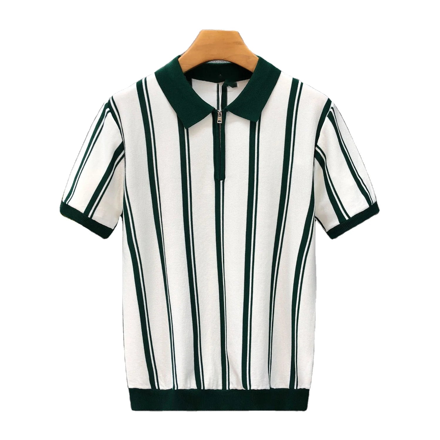 OEM custom logo embroidery printed design Summer Short-Sleeve Business Striped Polo Shirt Knitted Short-Sleeve polo