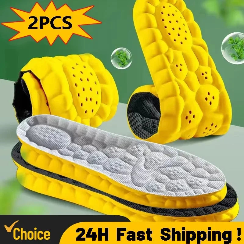 4D Cloud Technology PU Sole Sports Insoles For Shoes Soft Breathable Shock Absorption Cushion Running Orthopedic Care Insoles MegaBDM