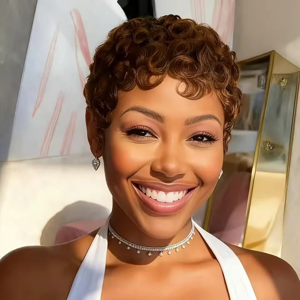 Short Pixie Wigs for Black Women Short Black Curly Pixie Wigs Hair Wigs for Black Women Natural Wavy Black Pixie Cut MegaBDM