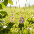 QIKU 18K Gold Plated Copper Enamel Flower Link Chain Pendant Necklace for Children's & Women's Best Friend Daughter Mom Gift