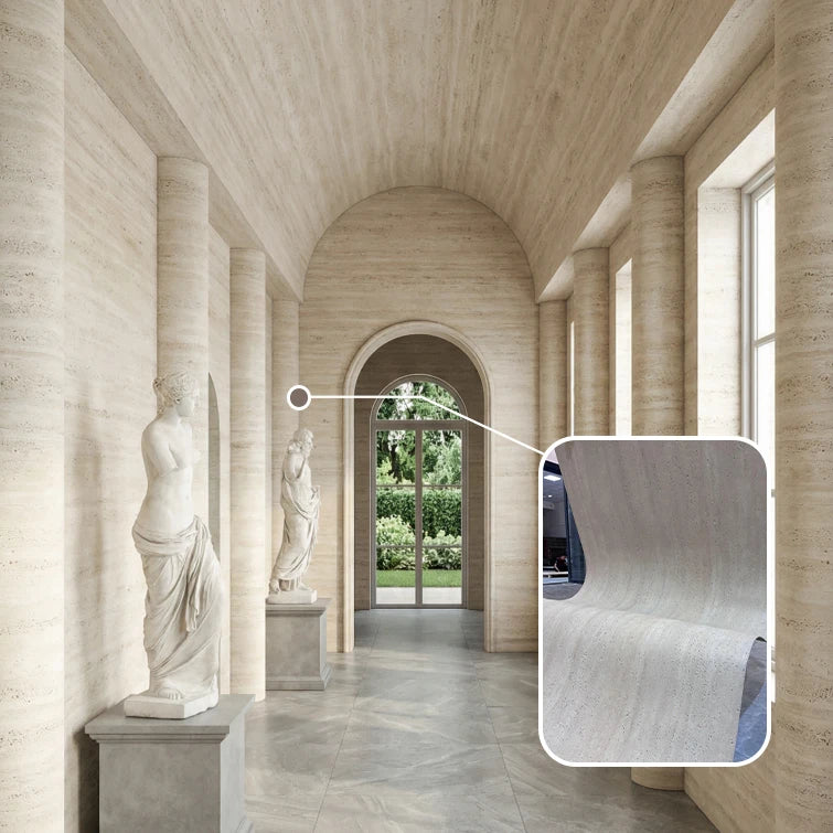 Factory Easy Install Decoration Material mcm Soft Stone Flexible Board Hotel Villa Interior Waterproof Fireproof Soft Travertine MegaBDM