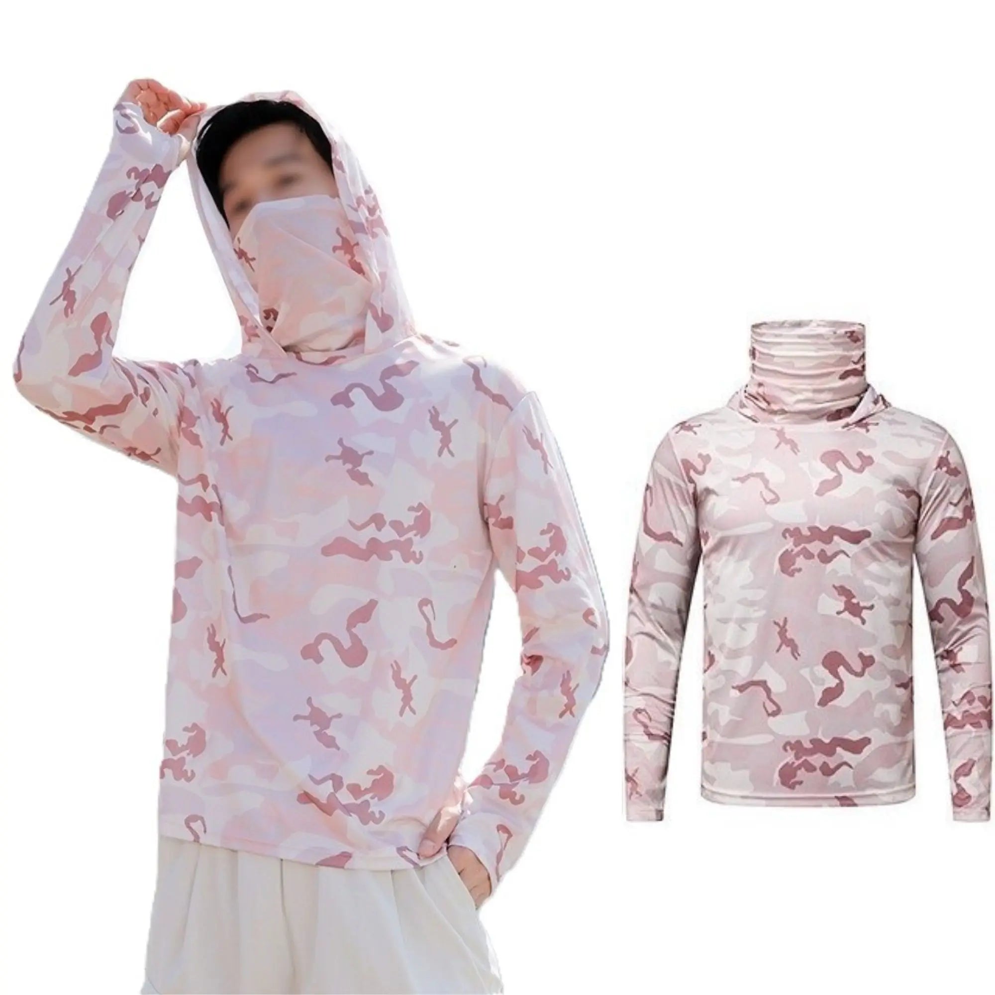 OEM Factory 100% Polyester UPF 50 Sun Protection Quick Dry Breathable Ultra Thin Printed Ice Silk Men's Plus Size Summer Hoodie