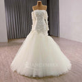 Jancember 241153 Beautiful Boat Neck Yarn Wedding Gowns Dresses for Women