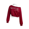 2Pcs Winter Knitted Rhinestone Crop Top & Halter Tank Set Women Red Pullover White Layered Look Cotton Y2K Streetwear Outfit