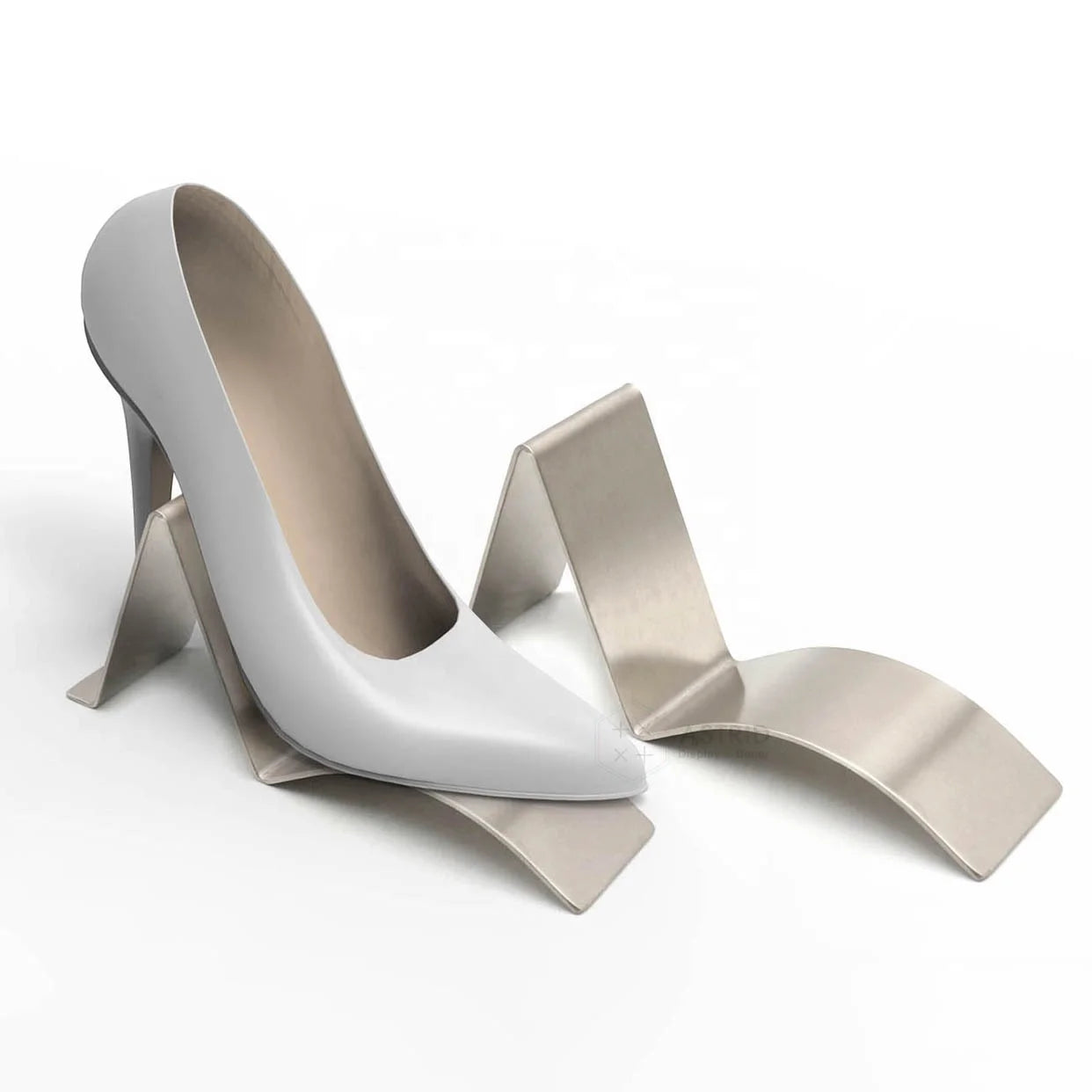 Brushed Stainless Steel Luxury for Beautiful Portable Eco-Friendly High Heels Shoes Display Stand