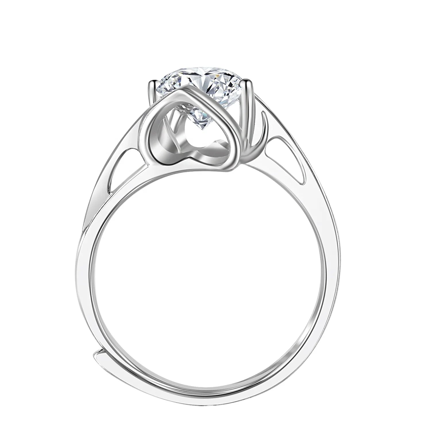 GRA Certified Lab Grown Diamond Jewelry Luxury Sterling Silver Moissanite Adjustable Spiral Heart Ring Destiny Jewellery