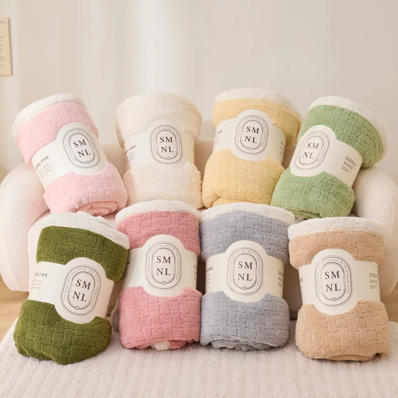 Wholesale Sherpa Fleece Blanket Fuzzy Warm Fleece Sherpa Jacquard Velvet Blanket for Winter