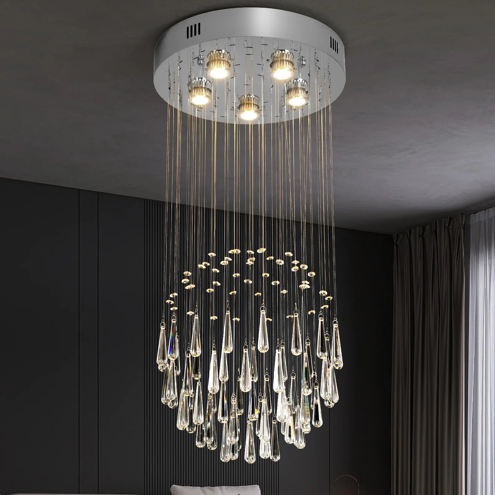 Duplex Building Droplight Villa Loft Apartment  High  Hollow Light Luxury  Crystal Chandelier Pendant Light
