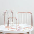 Luxury Gold Double Test Tube Vase Stand  Geometric Metal Frame Holder for Home Office & Decorative Flower Display