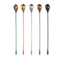 Colorful Stainless Steel Long Spiral Handle Bar Spoon Teardrop Cocktail Mixing Spoon Iced Tea Coffee Stirrer for Cafe Bar