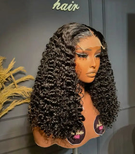 High Quality Durable 5*5 Closure Curly Burmese Curl & Vietnamese Virgin Human Hair Wigs with Transparent Lace
