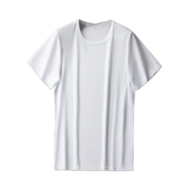OEM custom logo embroidery printed design Ice silk mesh t-shirt summer new men's spot loose men's thin short-sleeved t shirt MegaBDM