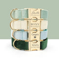 High-end Private Custom Cream Velvet Green Cyan Luxury Pet Dog Collar Customizable Logo Metal Buckle Small and Large Dog Walking MegaBDM