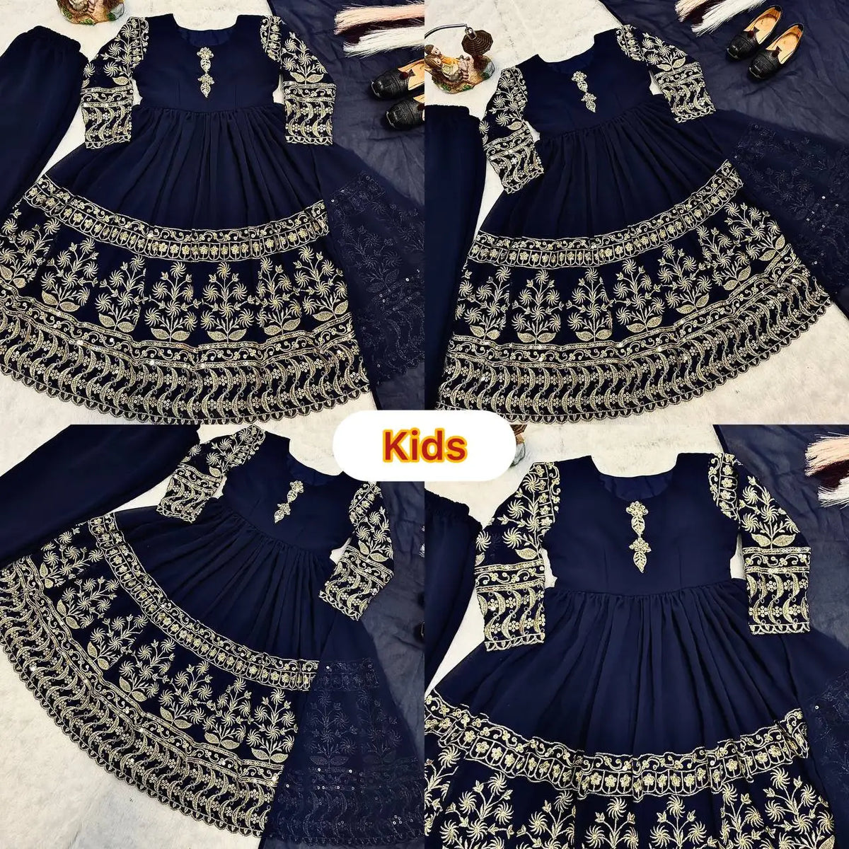 Girls Cotton Top & Bottom Set Casual Ankle-Length Stretchable Regular Fit Size 24-36 for Ages 3-15 Years MegaBDM