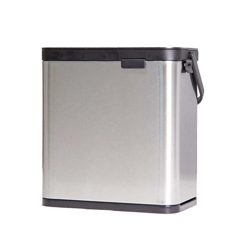3L Wall Mounted Trash Bin Indoor Stainless SS Hanging Cabinet Trash Can Dustbin With Lid for Kitchen MegaBDM