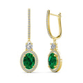 Oval Cut Lab Grown Green Emerald Stone Luxury Huggie Hoop Drop Earrings Fine Wedding Bridal Jewelry for Women Destiny Jewellery