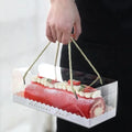 Eco-Friendly Transparent Bakery Cake Packaging Paper Boxes Luxury Cupcakes Sushi for Cookies Matt Food Grade Rope Custom