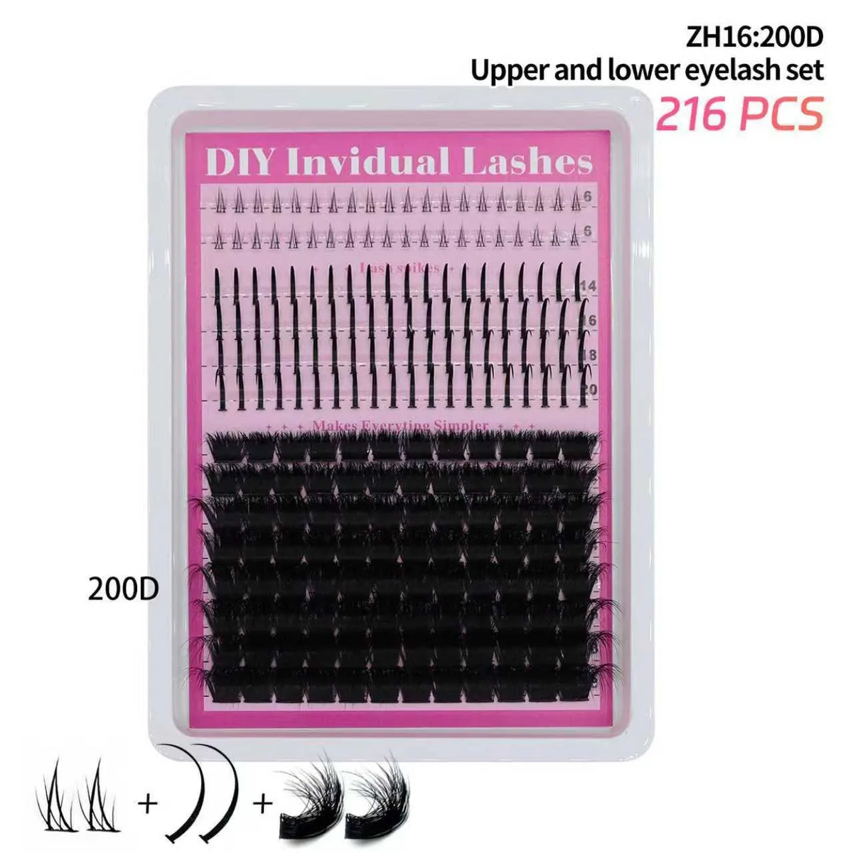 24 Styles 3D Fluffy Clusters Lash Segmented Eyelashes Soft and Thick DIY Eyelash Extension Kit Large Capacity Mixed Pack MegaBDM