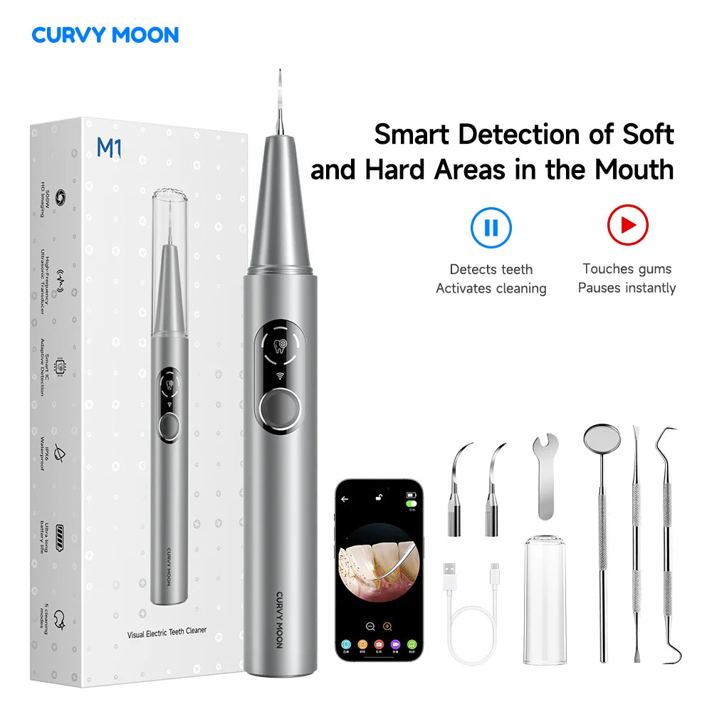 Visible Ultrasonic Dental Scaler Tartar Remover 5 modes with LED Light Household Teeth Cleaning Tools Dental Cleaner Oral Care