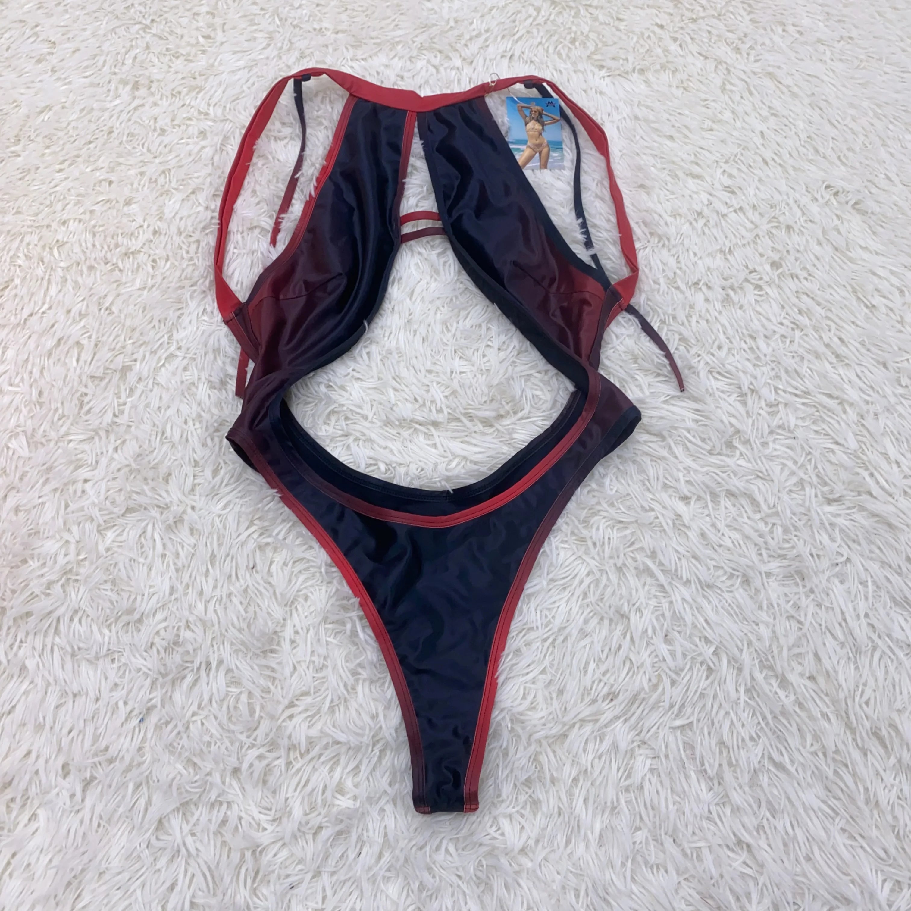 High Cut Backless Women Swimwear and Beachwear Round Neck Swimsuit One Piece Swimwear