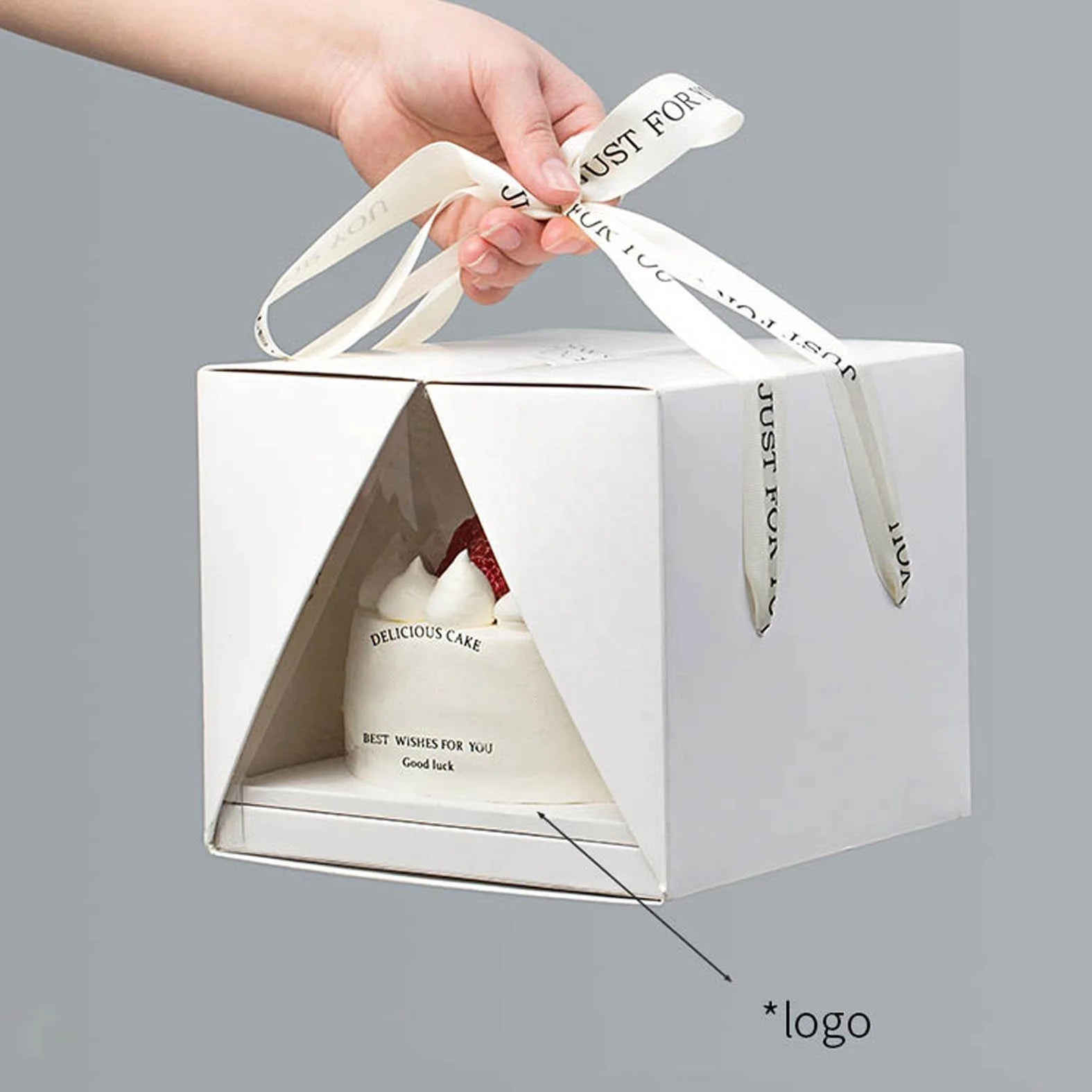 Custom Printing Cake Box Food Rigid Boxes Transparent Plastic Luxury Paperboard CMYK Elephant Bird Logo Wedding 4 6 8 10 12 Inch
