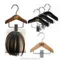Astrid 10 cm Anti-Slip Wooden Luxury Space Saving Single Tier Hair Extension Display Clips for Retail Hanger Bathroom Wardrobe