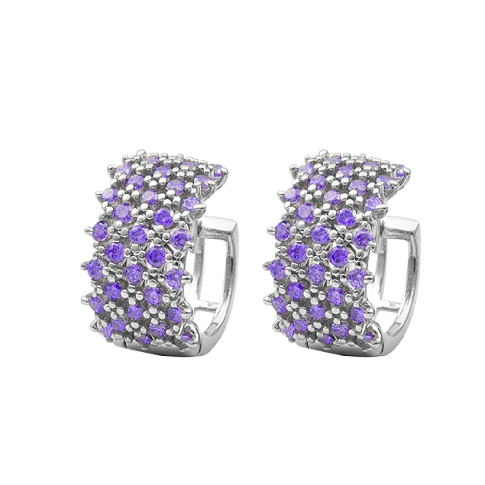 Trendy 925 Sterling Silver Huggie Hoop Earrings Third Party Certified Custom 5A Zircon Claw Setting for Women's