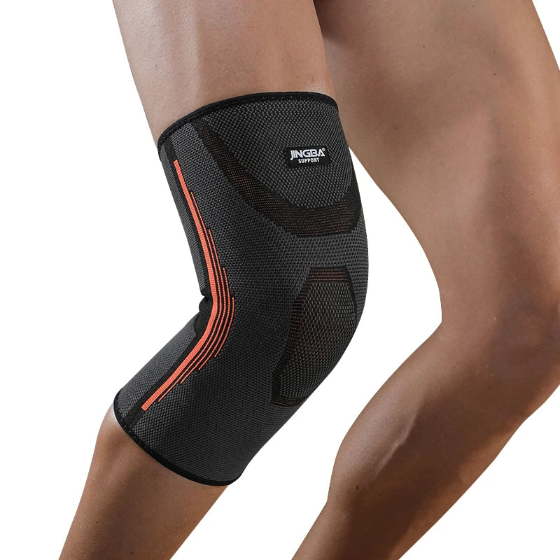 JINGBA CE ISO Factory Custom Nylon Knit Sports Knee Guard Leg Sleeve Elastic Breathable Knee Support Brace Gym Training Running