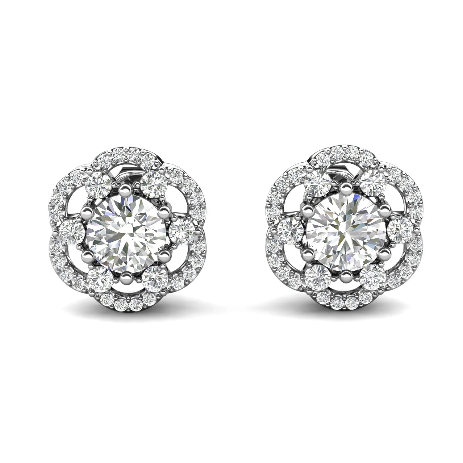 Ideal Cut Moissanite Diamond 925 Sterling Silver Wholesale Luxury Women Jewelry Cluster Flower Stud Earrings Destiny Jewellery
