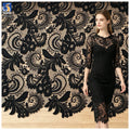 YX1569 Custom Black Floral Water Soluble Lace Fabric for Dresses Garments and Fashion Design MegaBDM