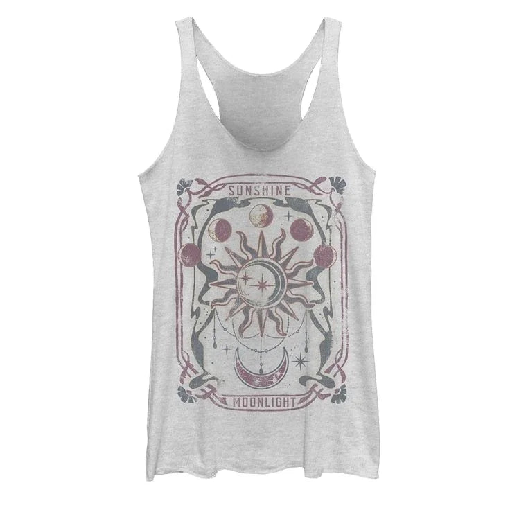 Grey Melange Eco-Friendly Anti-Pilling Women's Crew Neck Tank Top Casual Jersey Vest Embroidery Sequins Appliques Short Length