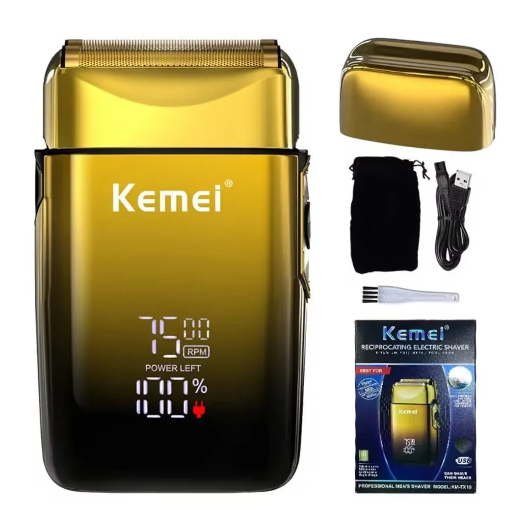 Kemei TX10 new electric shaver with LED display rechargeable beard shaver bald men's shaver original accessories blade