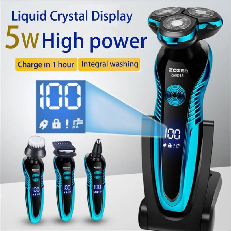 ZOZEN Electric Razor Electric Shaver Washable Rechargeable Body Hair Clipper Shaving Machine for Men Beard Trimmer Wet Dry Use