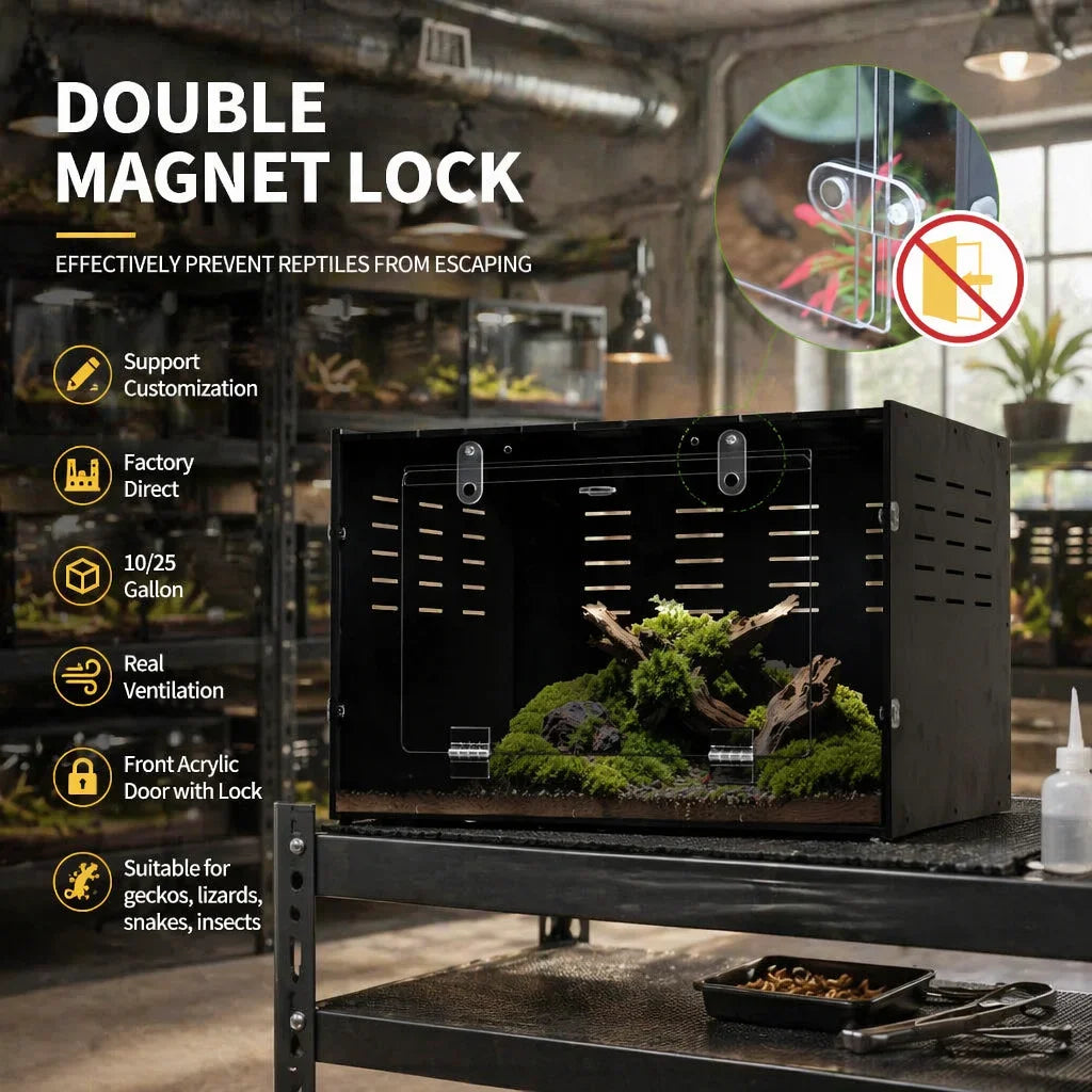 Wholesale Custom OEM Reptile Terrarium With Mesh Top for Air Circulation Gargoyle Gecko Vivarium Tank Reptile Enclosure Pvc MegaBDM