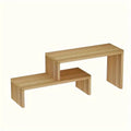 Adjustable Double-Tiered Wooden Desk Organizer Painted MDF Board Tapered Shape Expandable Office Storage Shelf Bookshelf