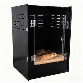 Custom Factory ODM PVC Rainforest Terrarium Push-Up Closure Breeding Cage Stackable Box for Arboreal Geckos Frogs Black