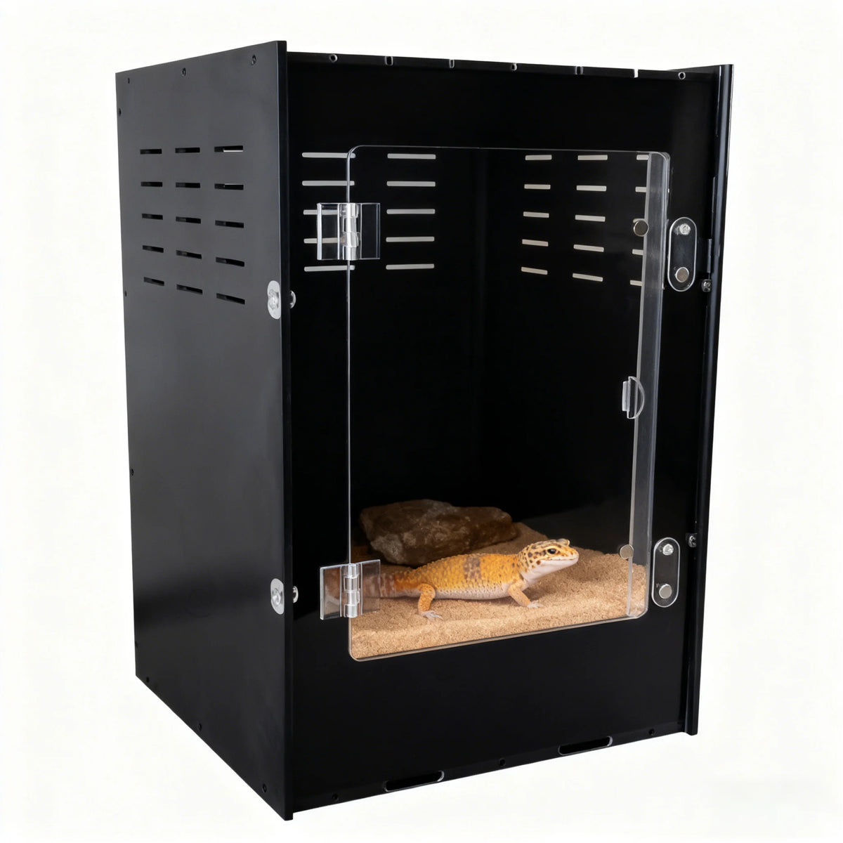 Custom Factory ODM PVC Rainforest Terrarium Push-Up Closure Breeding Cage Stackable Box for Arboreal Geckos Frogs Black MegaBDM