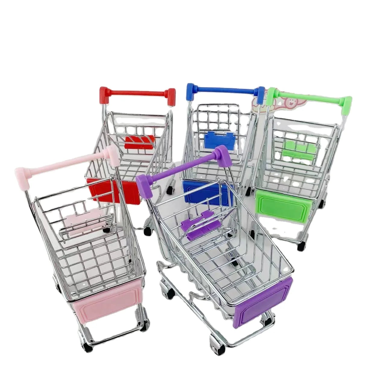 MU Hot Selling Slatted Crate Trolley Simulation Mini Shopping Cart Supermarket Toy Car Play Home Metal Model Decoration