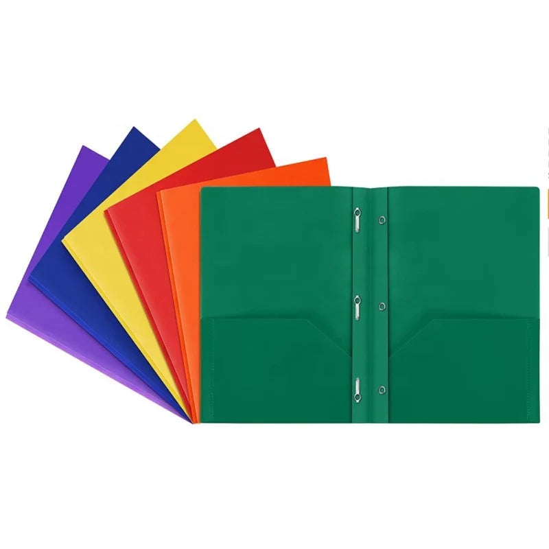 Solid Color 2-Pockets Poly Portfolio W/ 3 Prongs (Case of 48)